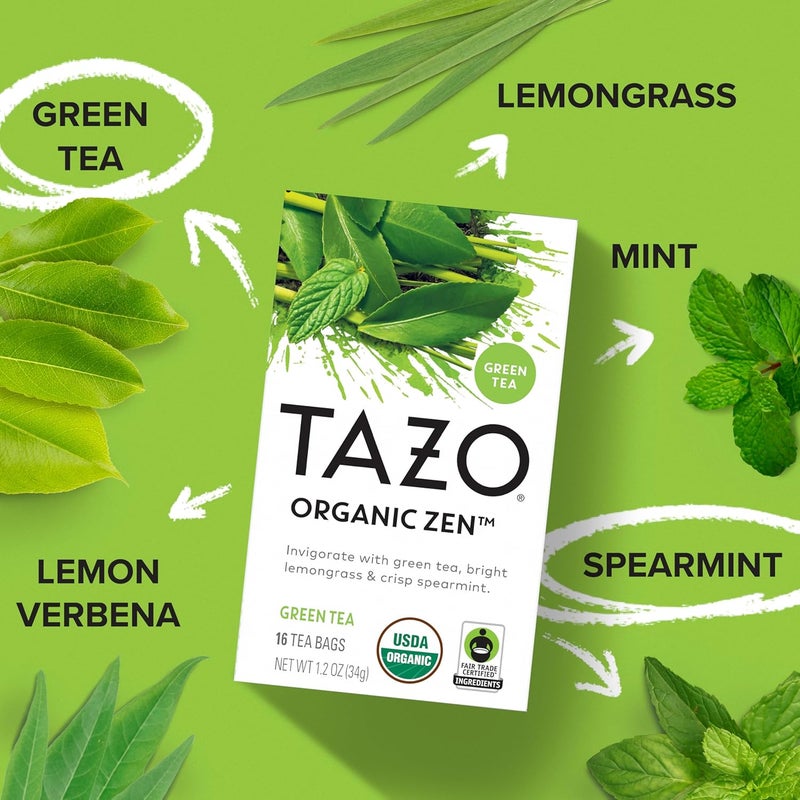 TAZO Organic Zen Green Tea - 16 Tea Bags - Image 3